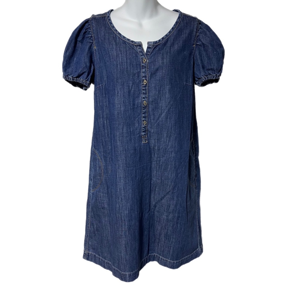 Gap 1969 Denim Calabasas Dress Size Large Short Sleeve Puff Sleeve